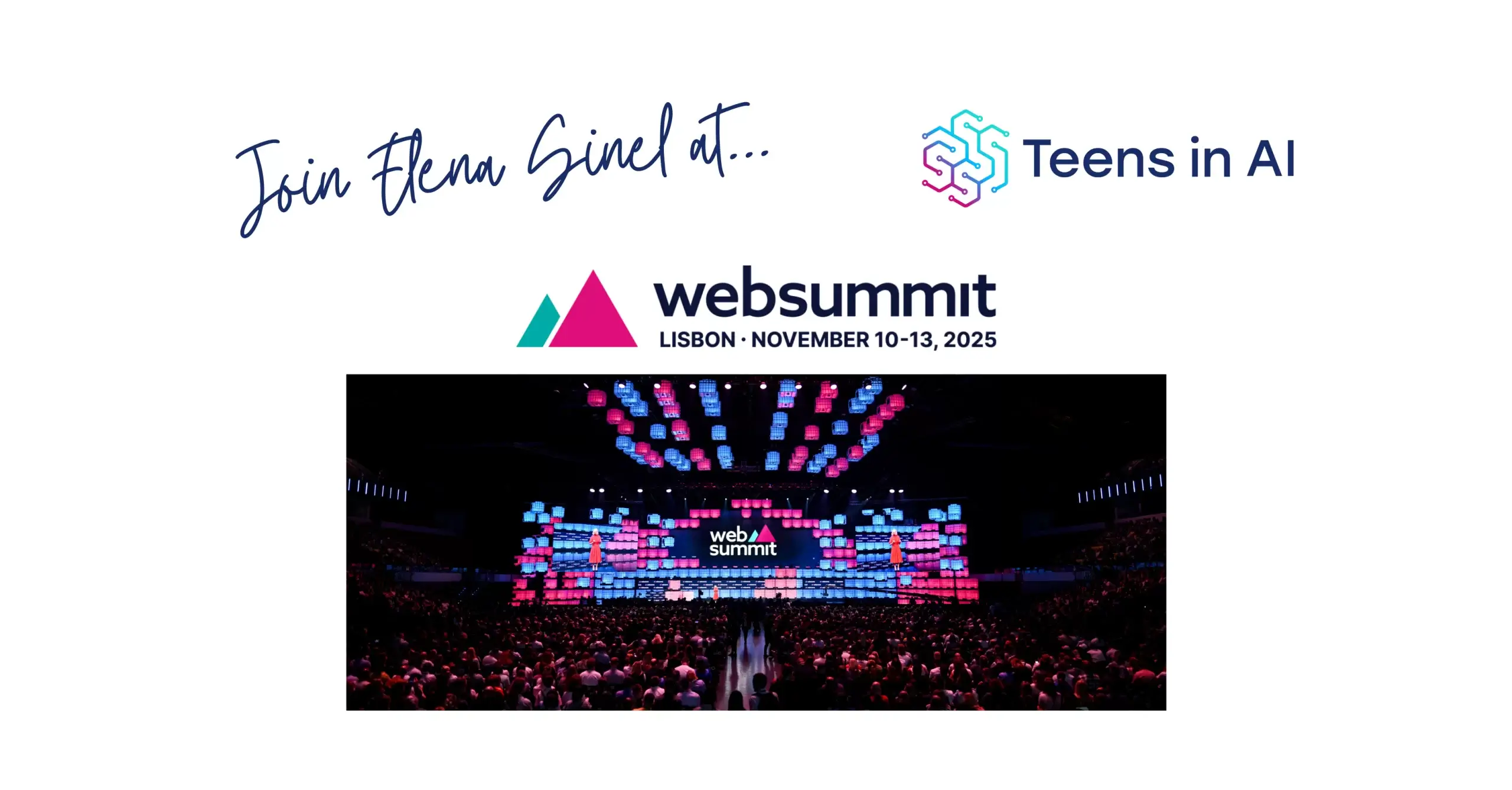 Teens in AI's Elena Sinel attends WebSummit Lisbon
