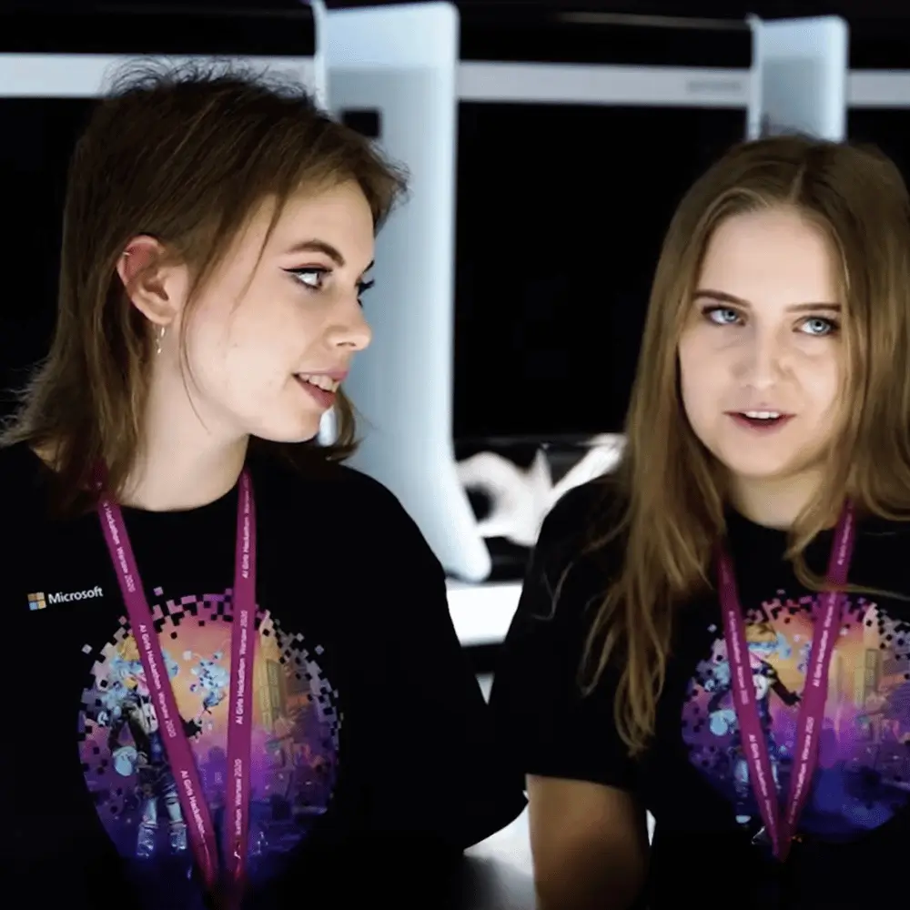 Girls learning AI through the Microsoft and Teens in AI global partnership