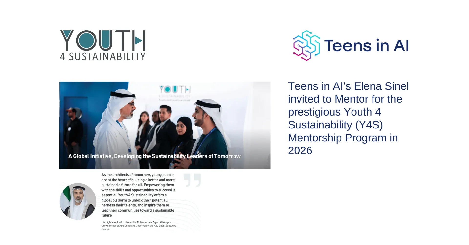 Tens in AI Founder and CEO invited to Mentor the Youth 4 Sustainability Mentorship Programme