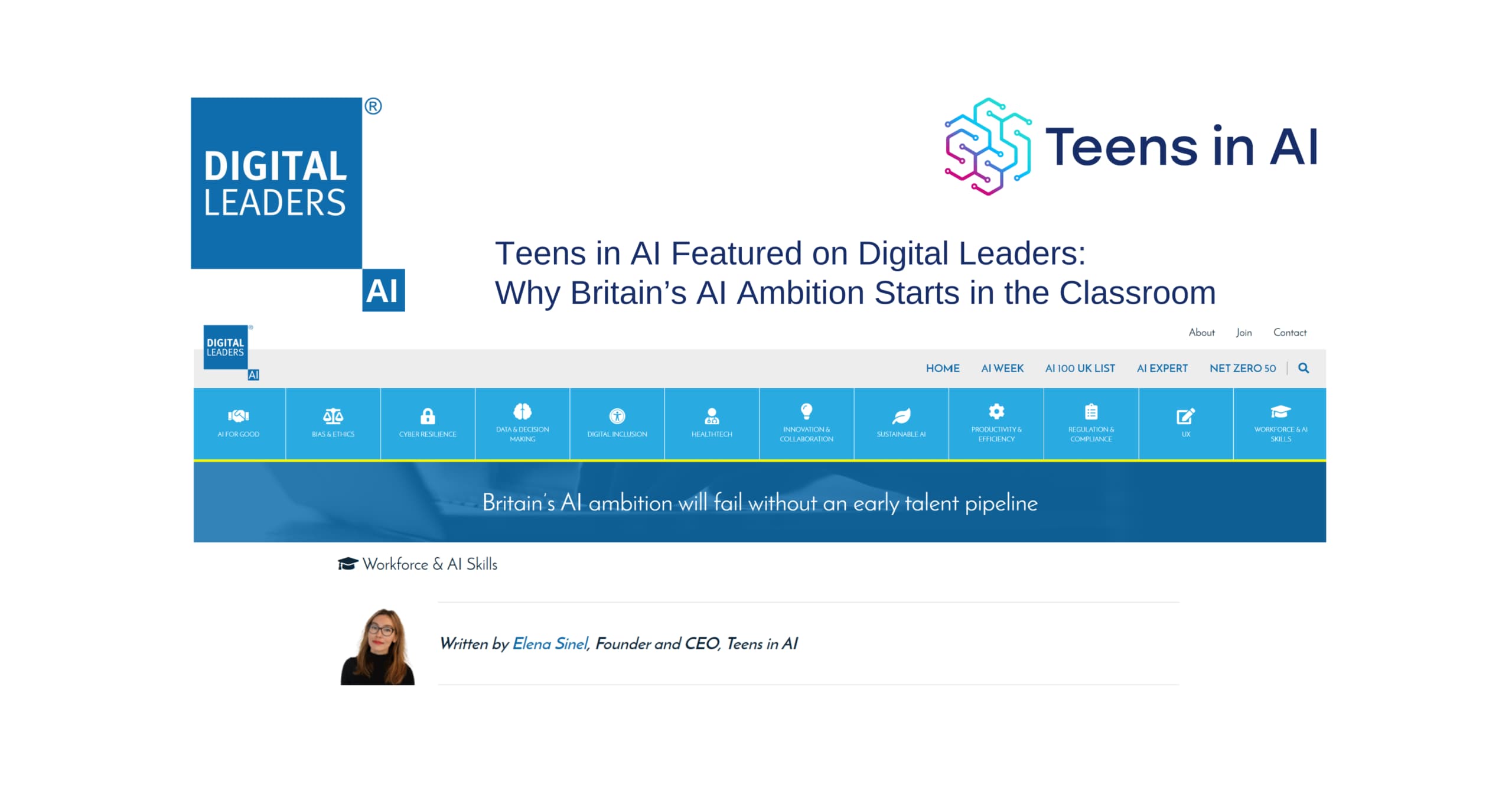 Elena Sinel, Founder and CEO of Teens in AI, writes for Digital Leaders AI