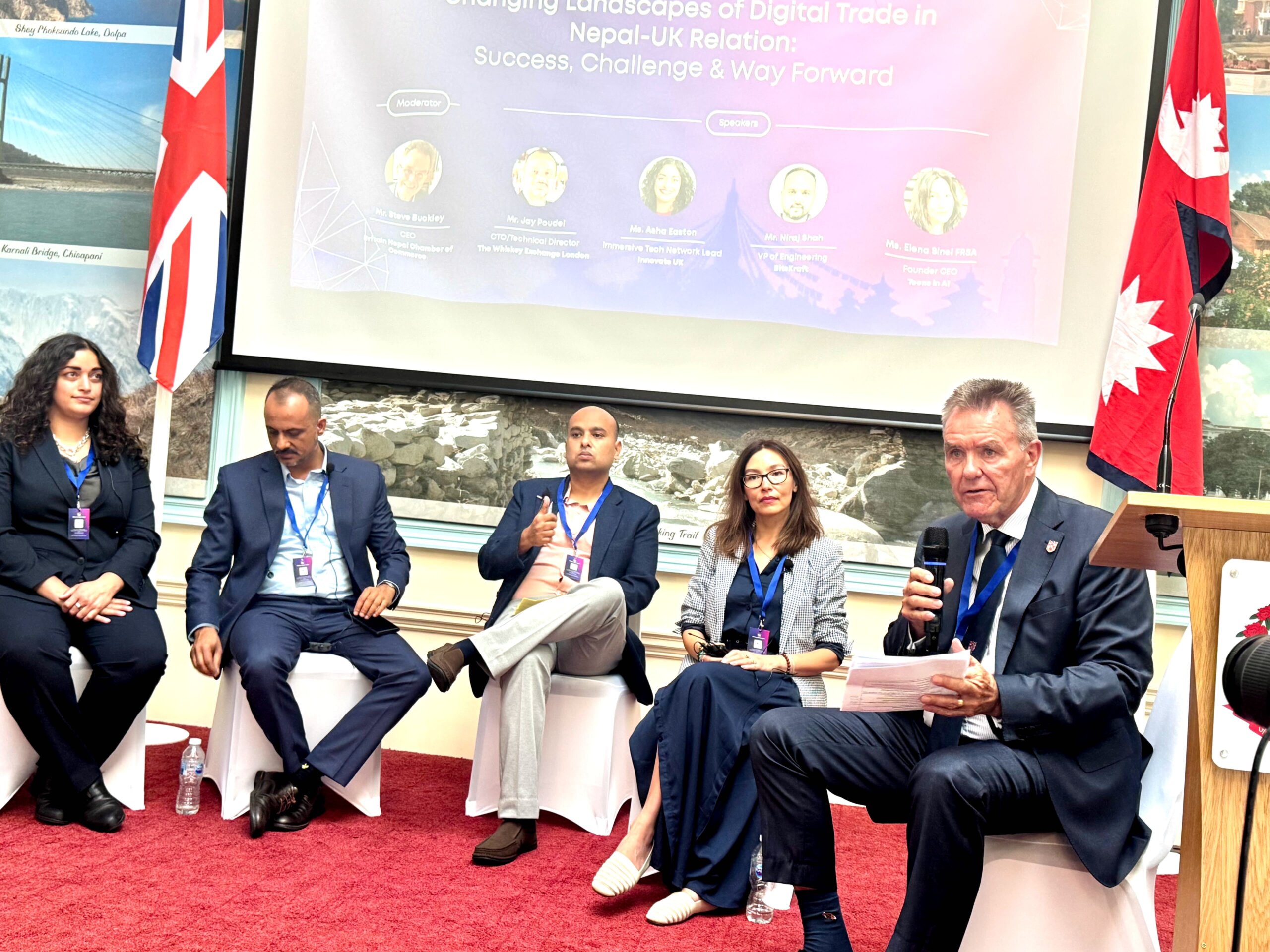 Elena Sinel at Teens in AI moderates and speak on panel for The Embassy of Nepal in London