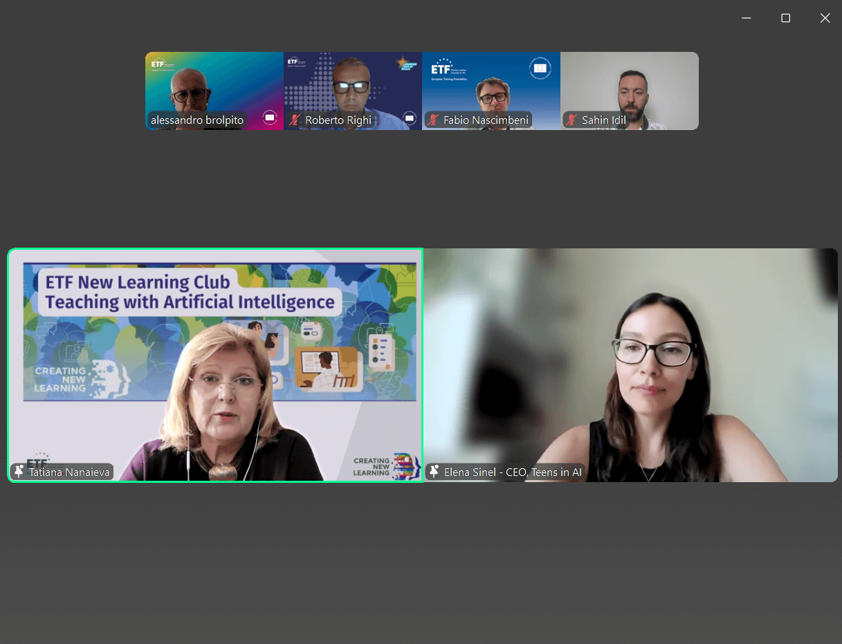 Teens in AI's Elena Sinel speaks at the ETF