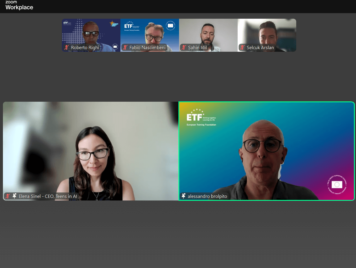 Teens in AI's Elena Sinel speaks at the ETF