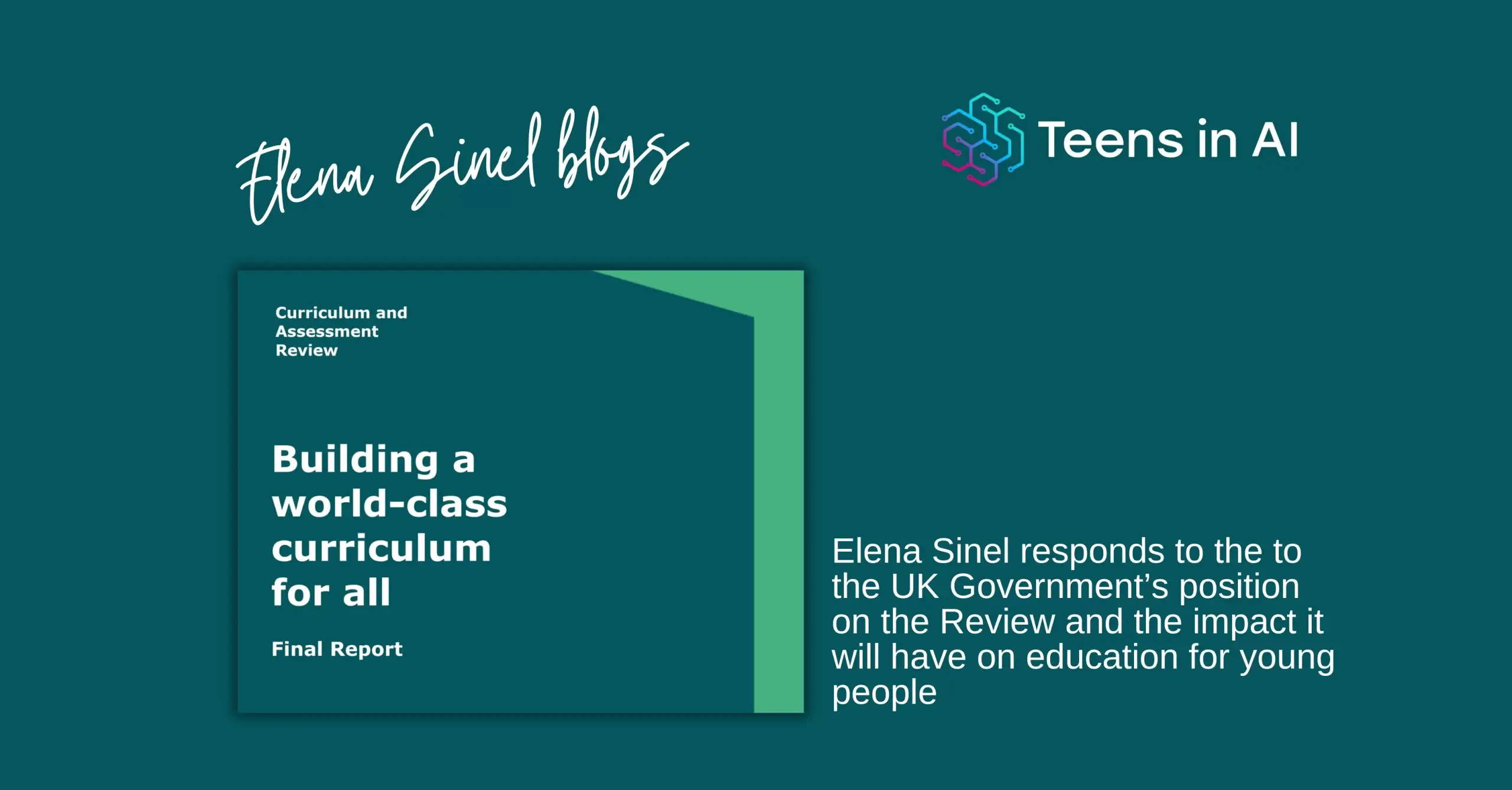 Elena Sinel blogs responding to the UK Government's November 2025 position of the Education Curriculum