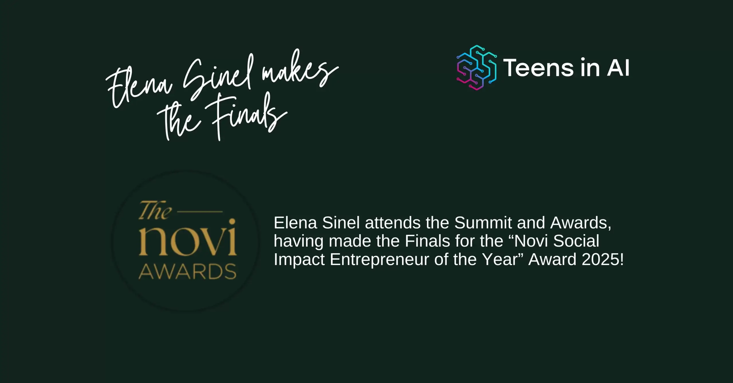 Elena Sinel a Finalist for The NOVI Awards 2025