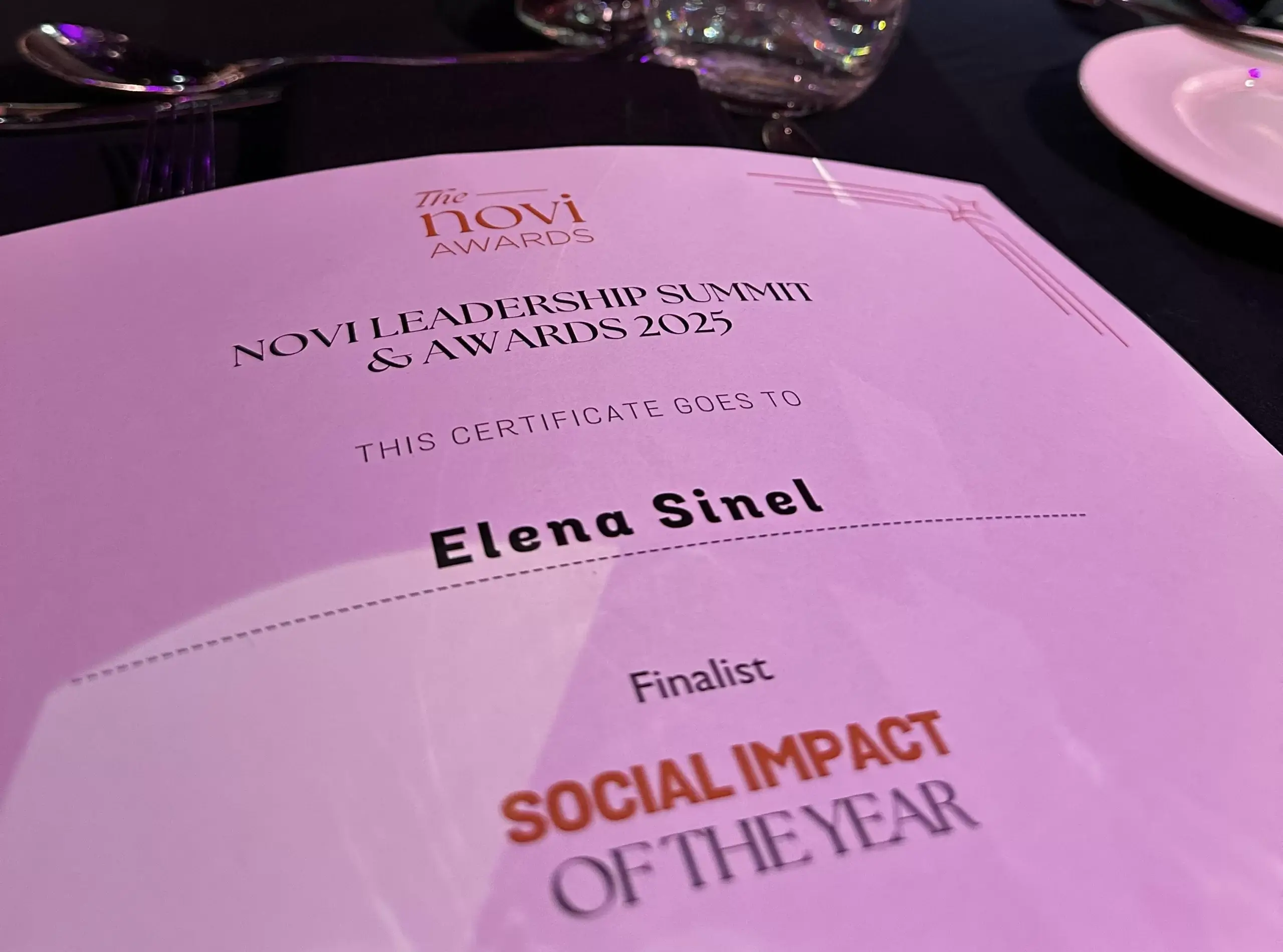Elena Sinel a finalist at the Novi Awards 2025