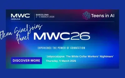 Teens in AI’s Founder and CEO Elena Sinel speaks at MWC Barcelona 2026