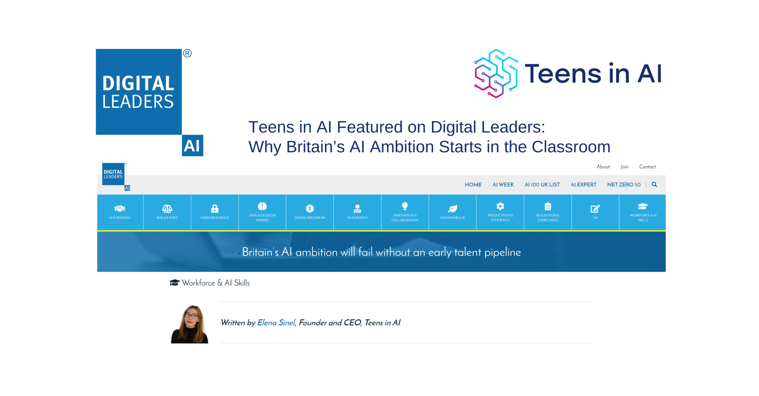 Elena Sinel, Founder and CEO of Teens in AI, writes for Digital Leaders AI